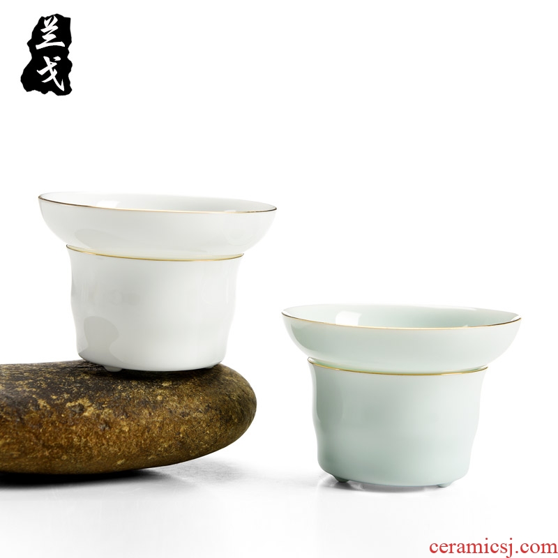 Having dehua white porcelain tea filter tian jade ceramic) kung fu tea set with parts to filter the tea tea strainer