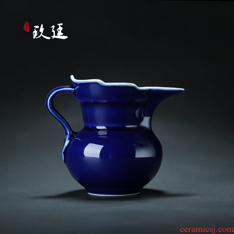 Kung fu tea accessories have a cup of jingdezhen single glaze ji blue mitral tea sea ceramics fair keller points