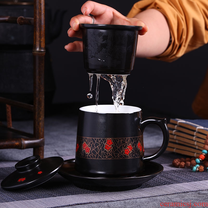 Jingdezhen ceramic filter cups tea cup with lid cup home outfit office boss cup 450 ml