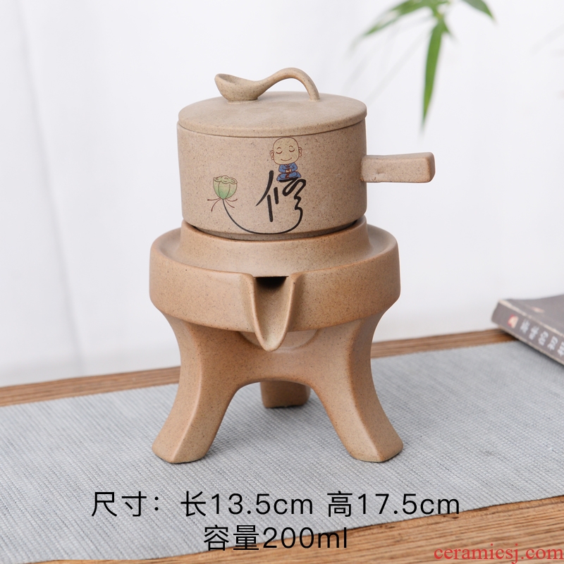 Stone mill semi automatic kung fu tea set lazy household ceramics creative teapot cup tea, contracted the ironing