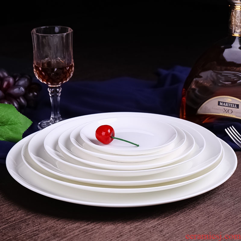 Jingdezhen white ipads child household porcelain ceramic flat shallow dish plates western food steak plate tableware