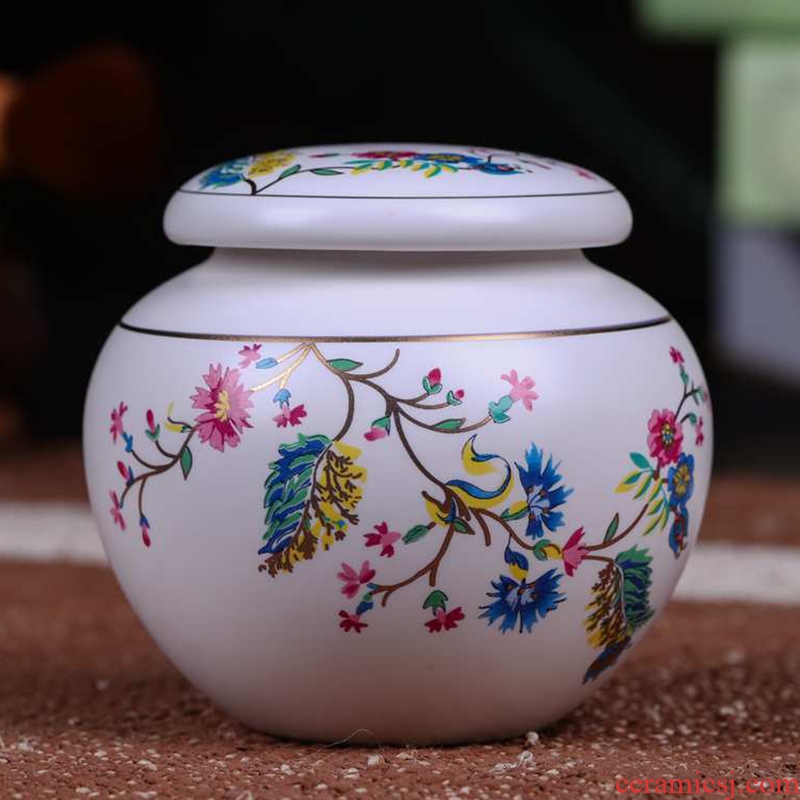 Jade butterfly jingdezhen ceramic caddy fixings general seal pot home small moistureproof receives the two storage tanks