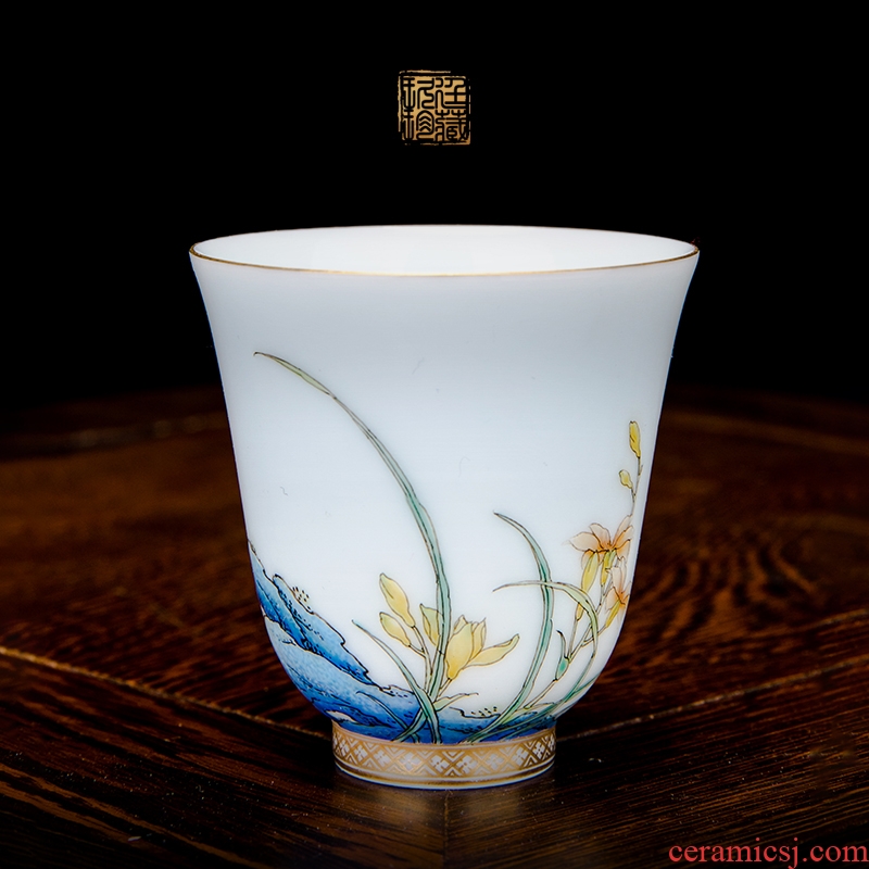 About Nine katyn manual sample tea cup master cup single CPU jingdezhen kung fu tea set small colored enamel porcelain cups cups