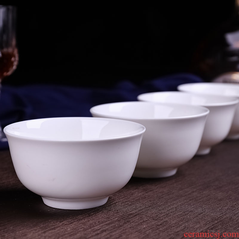 Jingdezhen ceramic bowl pure white ceramic porringer household utensils 4.5 inches 5 Chinese bowl