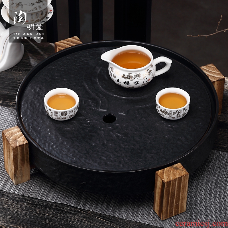 TaoMingTang kung fu tea tea tea tray unit tray was stone mill ceramic glaze ceramic tea tray storage ground line