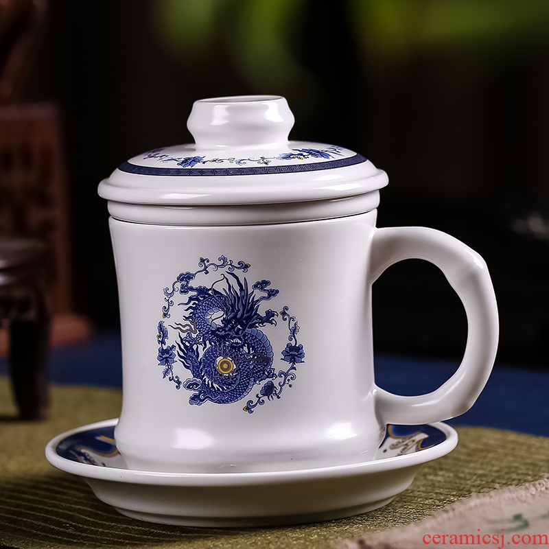 Jingdezhen ceramic cups the filtering cup tea cups with cover home office about the boss cup 450 ml water cup