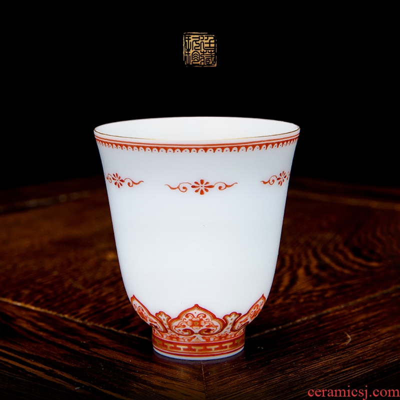 About Nine katyn alum red fragrance - smelling cup of jingdezhen ceramic tea set household kung fu tea master cup single CPU individual sample tea cup