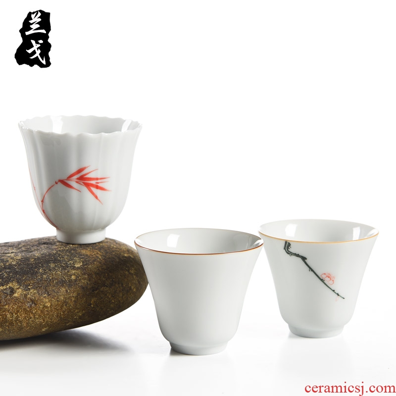 Having hand sample tea cup dehua white porcelain ceramic cups kung fu tea set personal cup small glass master single CPU