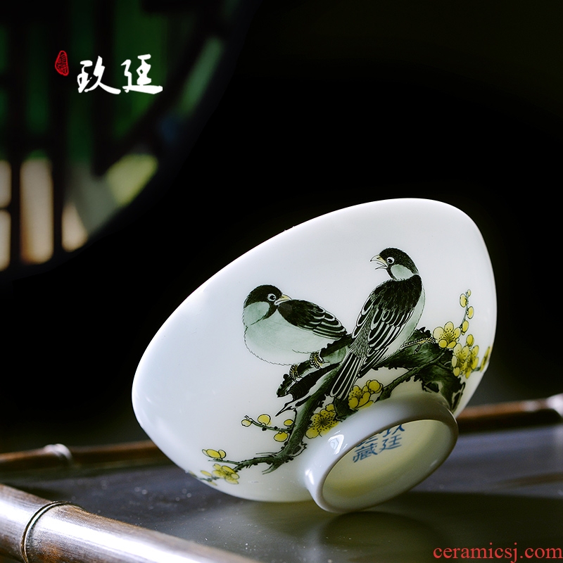 Nine at jingdezhen ceramic cups kung fu hand - made under glaze colorful flowers and birds sample tea cup tea masters cup by hand