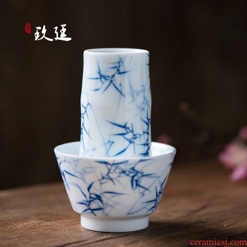 About Nine katyn master cup single CPU jingdezhen hand - made fragrance - smelling cup suit sample tea cup of blue and white porcelain ceramic kunfu tea cups