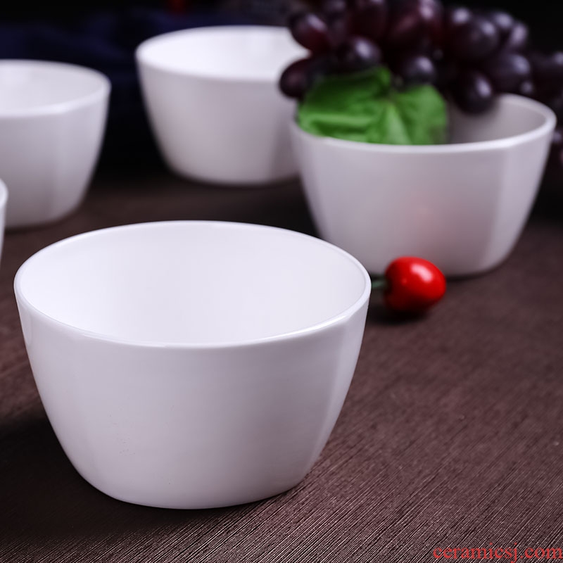 Jingdezhen ceramic bowl with pure white ipads China bowl bowl of soup bowl creative Chesapeake tableware 4.5 inches