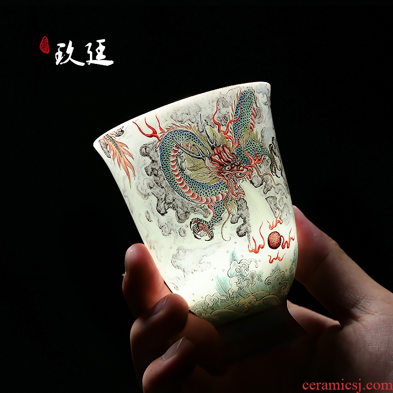 About Nine katyn pastel blue dragon spit gunpower of jingdezhen ceramic checking fragrance - smelling cup kung fu tea set personal master CPU
