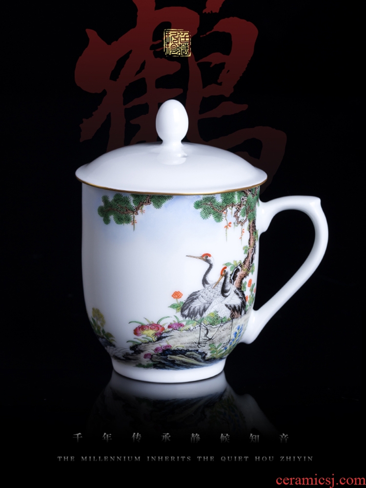 Nine at the jingdezhen ceramic tea cups with cover cup tea glass cup boss large home office meeting