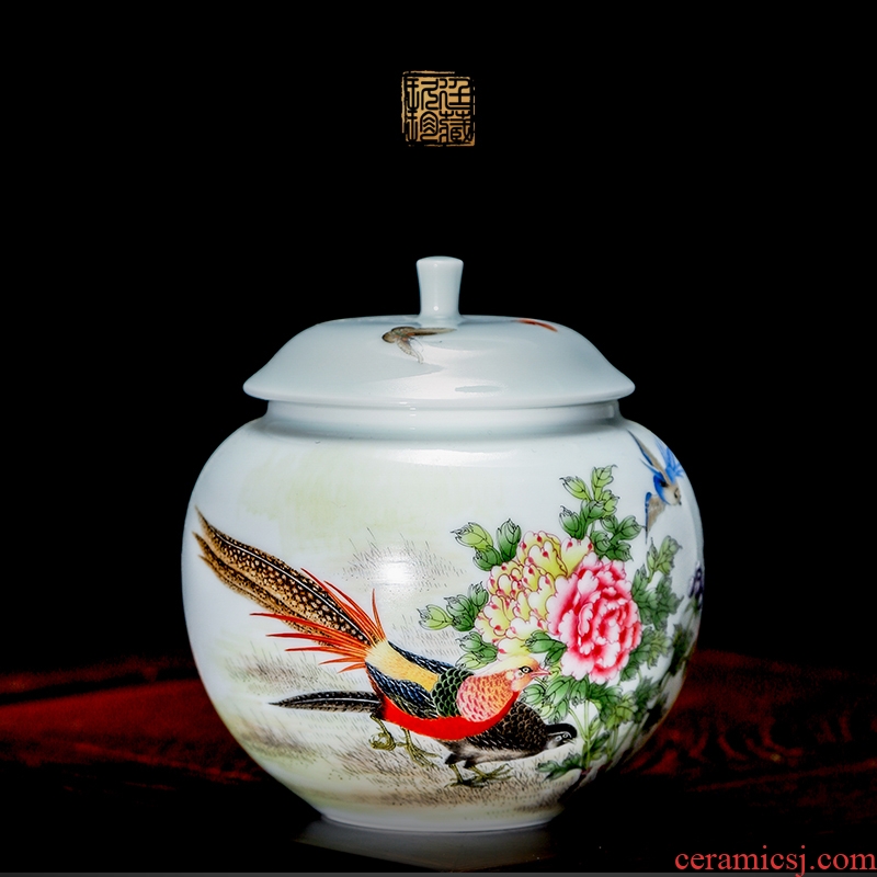 About Nine katyn manual colored enamel jingdezhen ceramic seal pot tea caddy fixings trumpet 150 g storage tanks and POTS