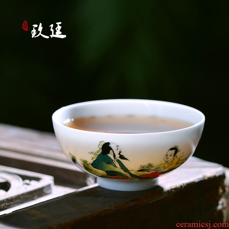 Manual masters cup tea cups single cup of jingdezhen ceramic cups hand - made color sample tea cup under the glaze kung fu