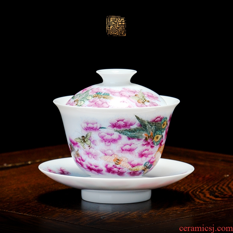 Three to nine katyn manual butterfly tureen tea cups of jingdezhen ceramic tea set small kung fu tea tea tea