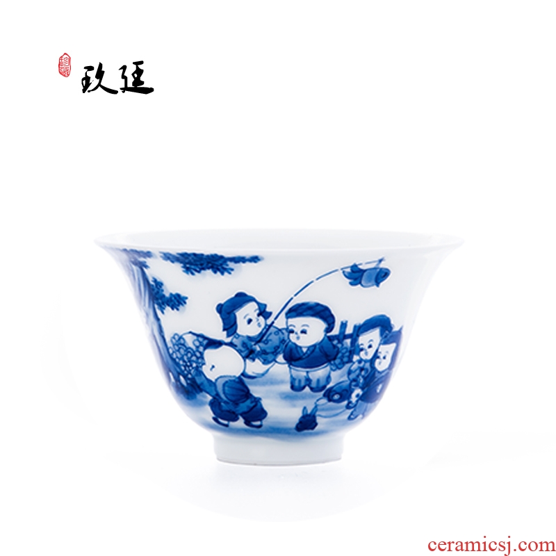 Manual kung fu tea set ceramic cups jingdezhen porcelain glaze color the boy under the individual sample tea cup tea cup