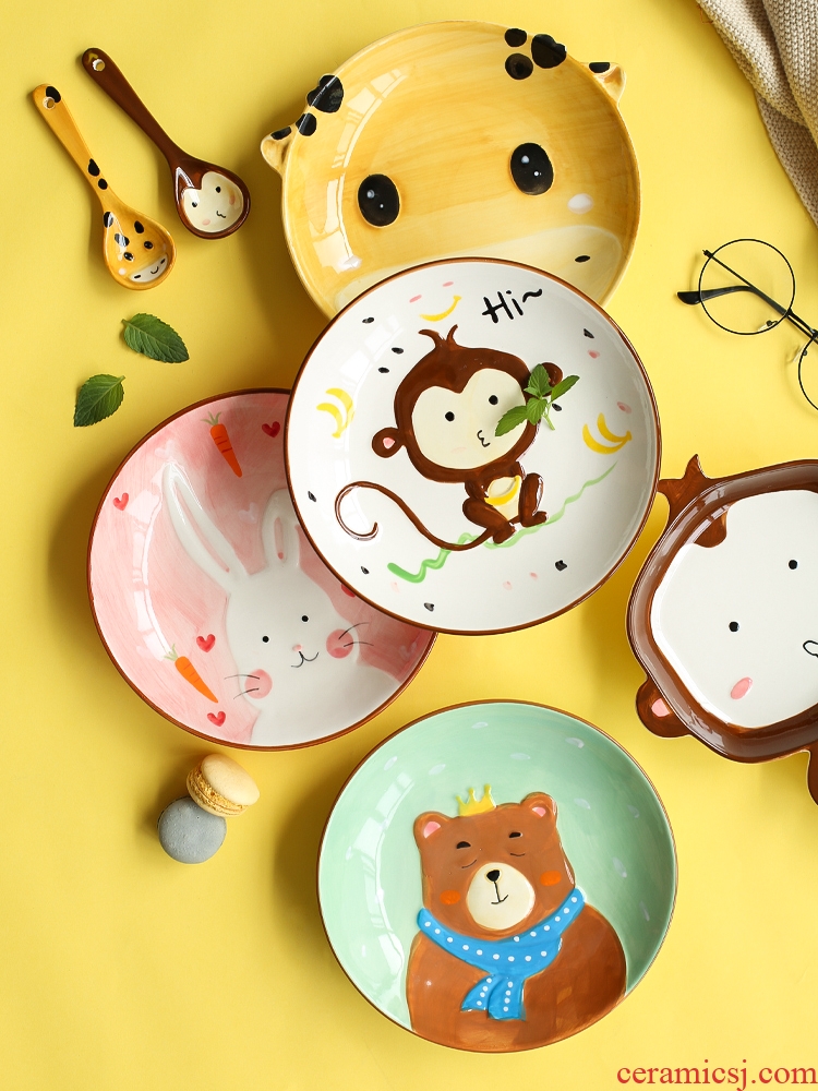 Island house express animals in creative ceramic tableware children cartoon baby food bowl bowl bowl dish breakfast tray