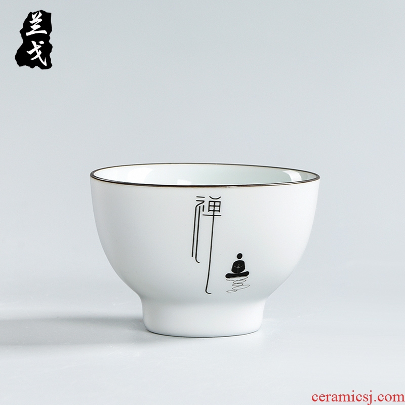 Having individual up porcelain teacup kung fu tea set large ceramic cup inferior smooth worship bowl tea masters cup