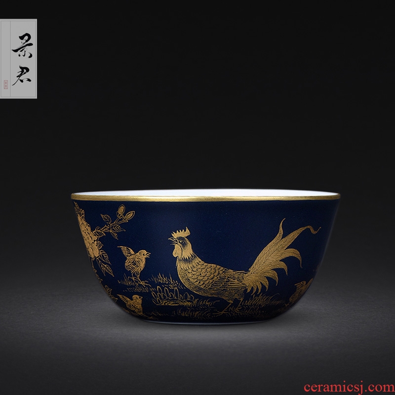 】 【 JingJun ceramics jingdezhen ceramic cups chicken ji blue paint cylinder of archaize sample tea cup master cup customization