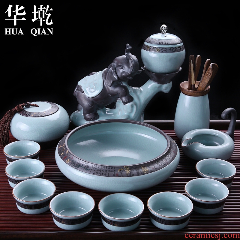 China Qian your up automatic kung fu tea set open piece of lazy people make tea ware suit elder brother up with porcelain teapot ice to crack the tea taking