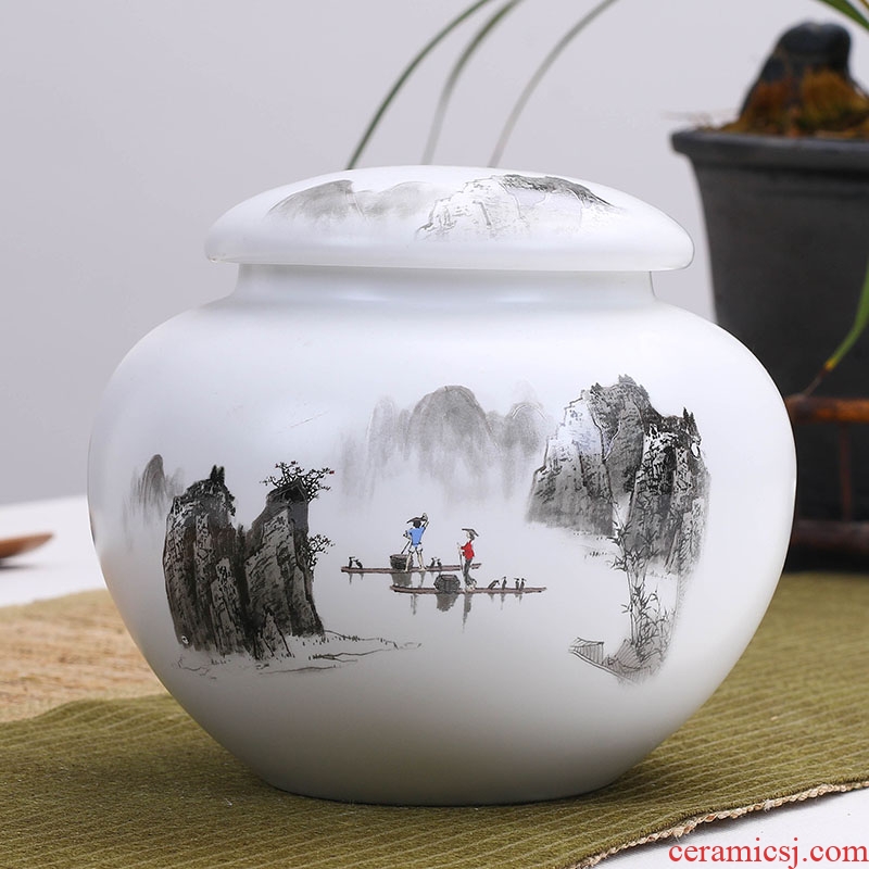 Jingdezhen ceramic tea pot medium, general storage sealing canned tea urn tea caddy fixings household moistureproof