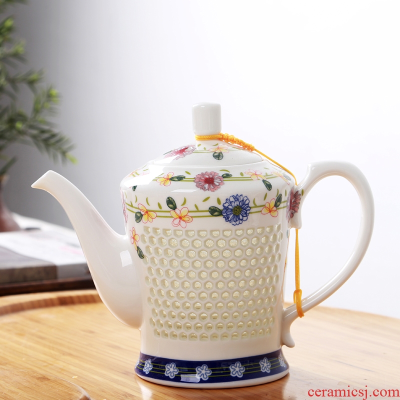 Large and exquisite teapot honeycomb hollow out of the blue and white porcelain ceramic teapot kung fu tea accessories teapot teacup sea tureen