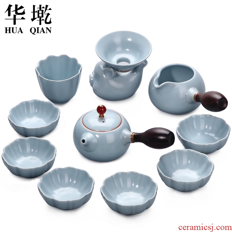 China Qian start your up tea set undressed ore your porcelain ceramic kung fu tea set ebony side of a complete set of xi shi teapot