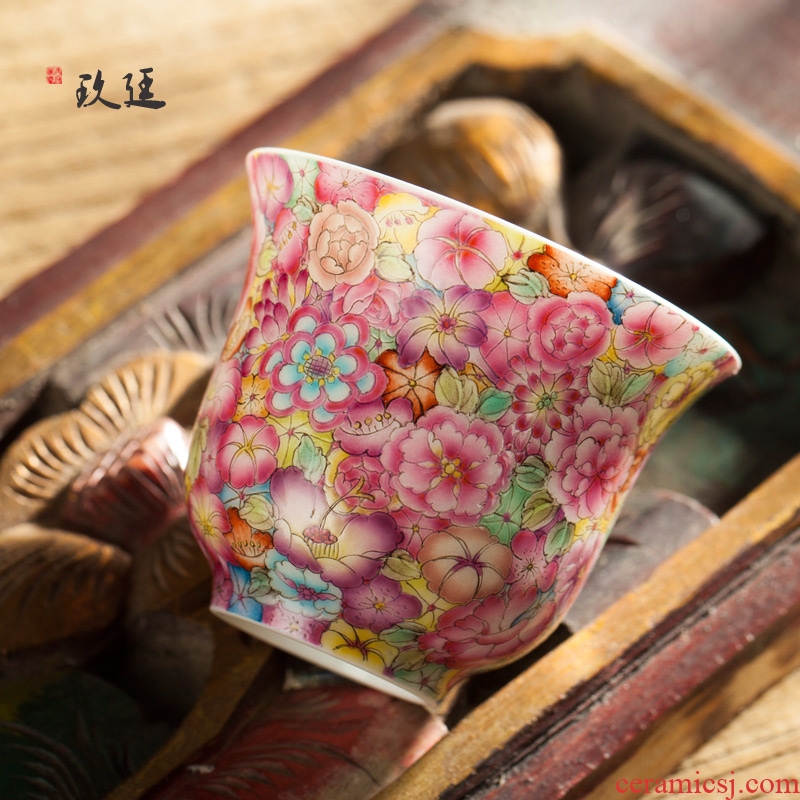 Nine at jingdezhen manual famille rose tea set domestic large kung fu tea set ceramic sample tea cup single CPU individual cups