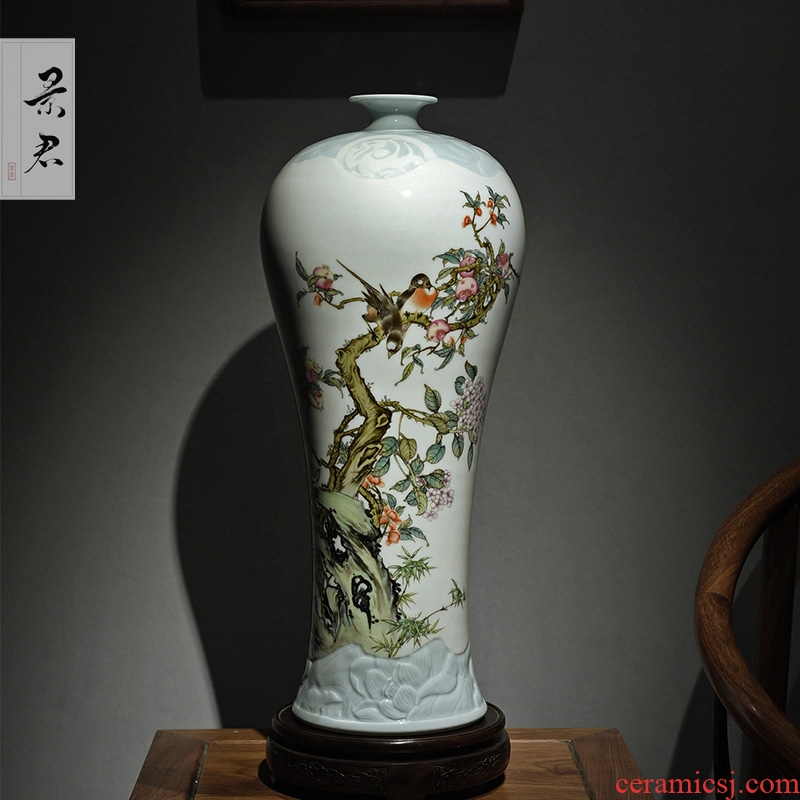 Jingdezhen hand - made pastel master mei bottle porcelain vase furnishing articles sitting room adornment flower arranging ceramic flower vases
