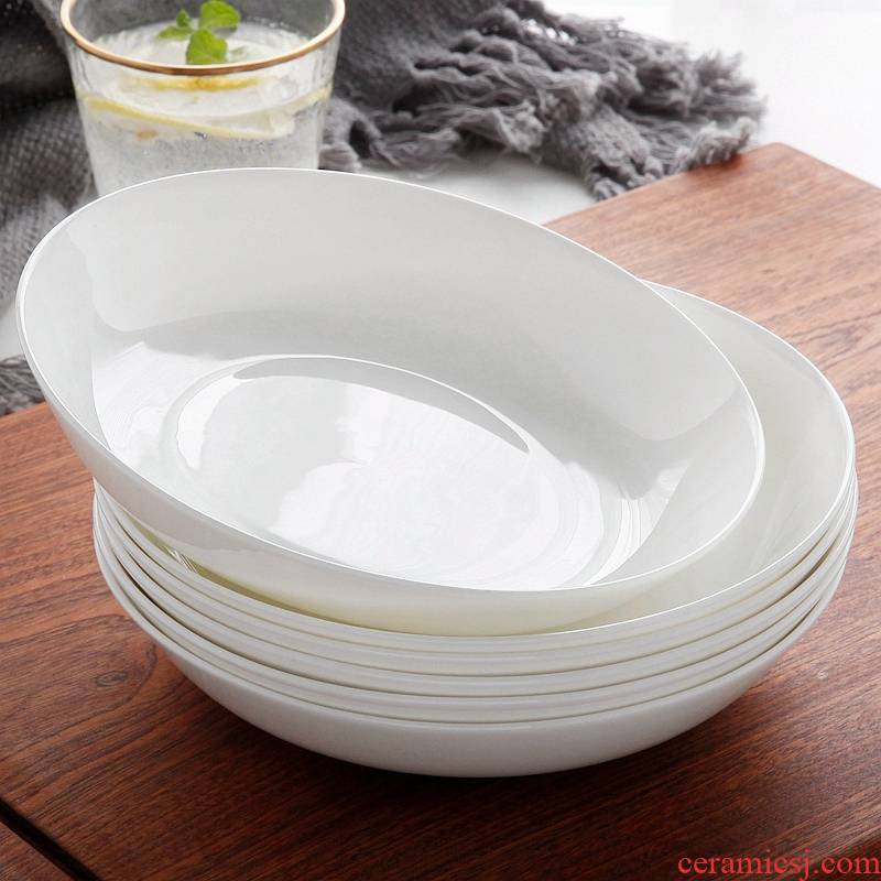 White ipads porcelain household deep expressions using son eat dish dish dish pure White ceramic disc dumplings plate deep dish White porcelain tableware