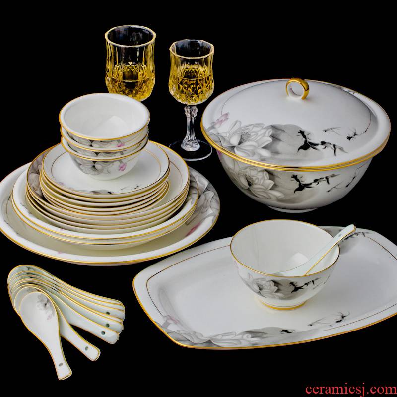 High - grade ipads porcelain tableware suit Chinese jingdezhen ceramics bowl plate 72 key-2 luxury housewarming gift set