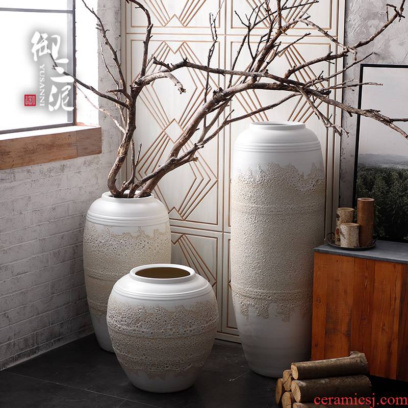 Jingdezhen modern large vases, ceramic contracted sitting room place the courtyard garden decoration super big white sands