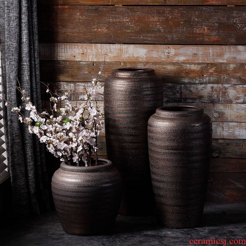 Jingdezhen sitting room of large vases, ceramic pottery flower arranging furnishing articles American new Chinese style is contracted and I adornment