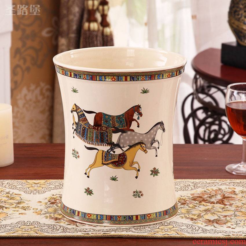 European ideas ceramic trash can study bedroom adornment wastebasket umbrella identifiers furnishing articles package mail