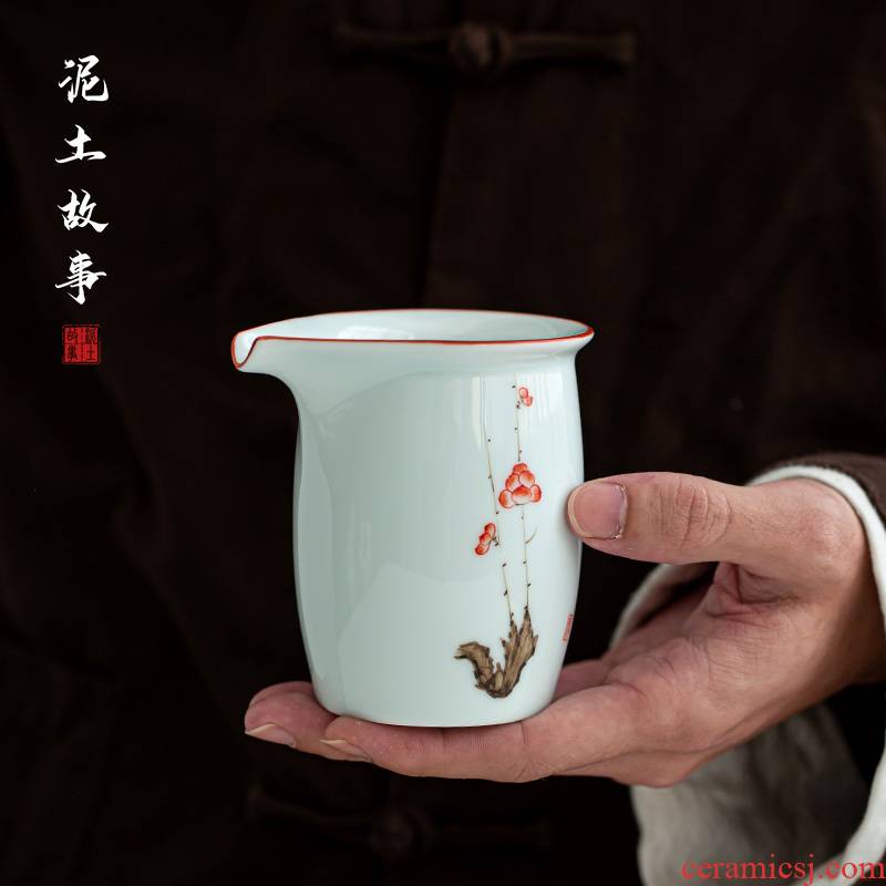 Earth story of jingdezhen ceramic fair keller hand - made name plum and small tea points sea tea tea set fair cup