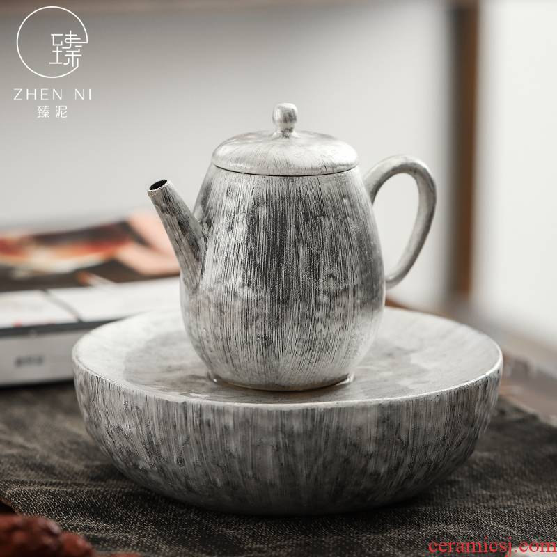 By pure manual mud coppering. As silver teapot Japanese brush ceramic filter household kung fu tea set single pot of tea kettle