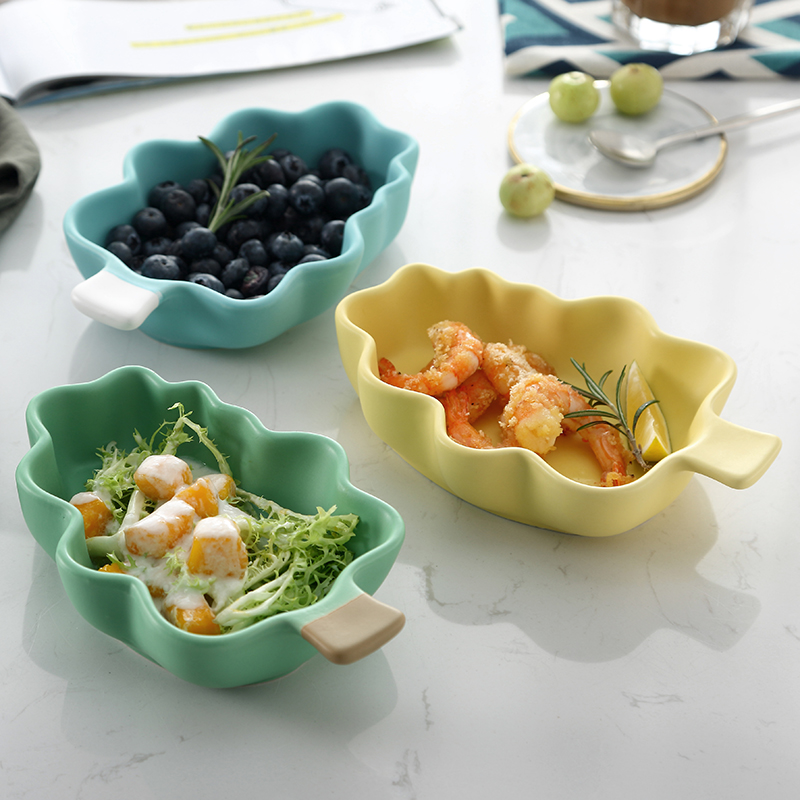 Ceramic bowl, lovely creative Korean contracted move leaves a large fruit salad bowl bowl of milk tea shop tableware