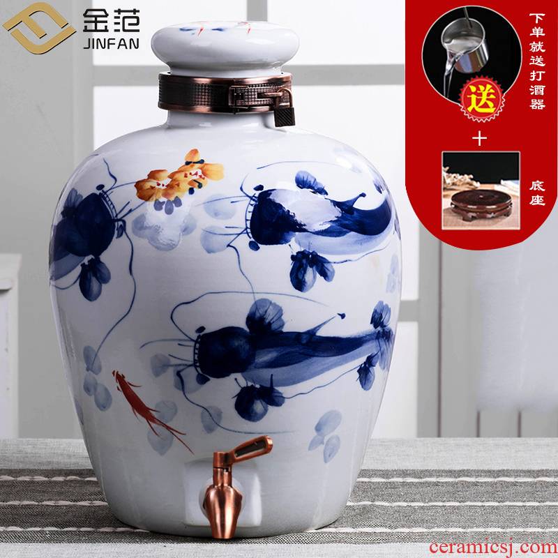 Jingdezhen ceramic jars make it 30 jins of 50 kg bottle 10 jins 20 jins archaize seal wine wine jar