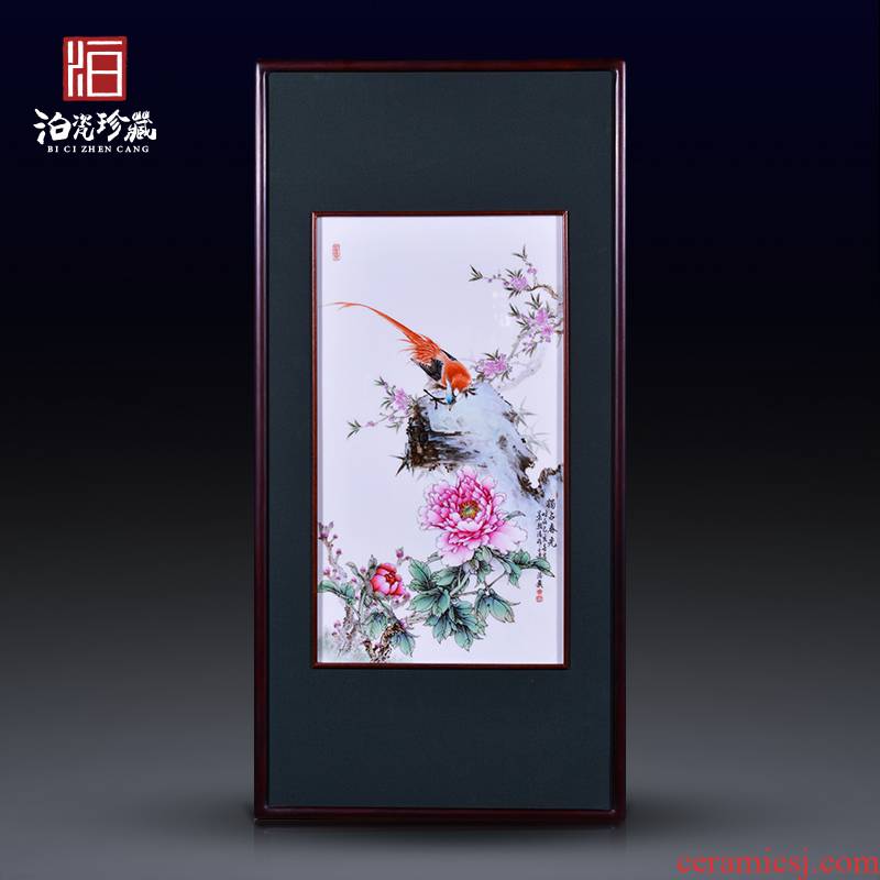 Jingdezhen ceramics exclusive hand - made porcelain plate spring scenery painter background sitting room adornment picture hanging in furnishing articles