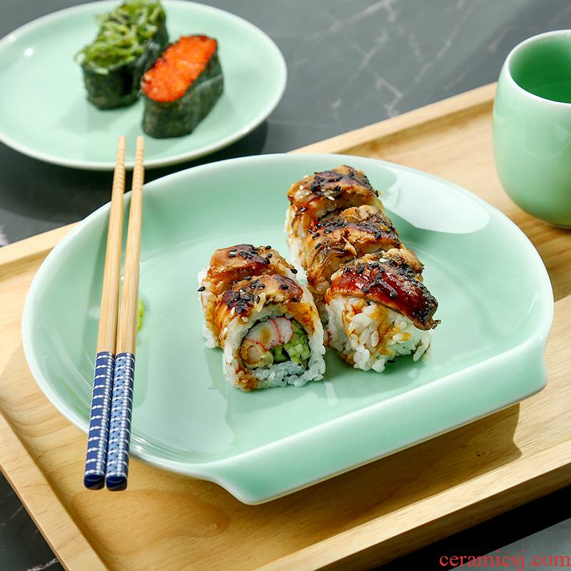 Ceramic plates of sushi plate of longquan celadon plate creative unilateral single western food dish household rice dish dish dish