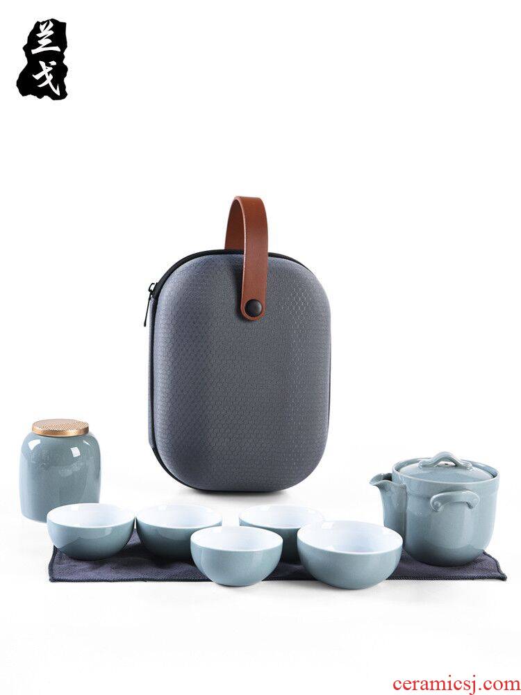 Having travel tea set suit small household set of ceramic tea cups with parts portable package coarse pottery teapot crack cup