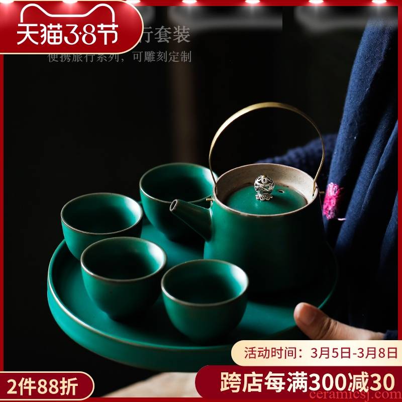 ShangYan kung fu tea warm the teapot restoring ancient ways suit household Japanese girder pot of ceramic tea set tea tray was contracted to travel