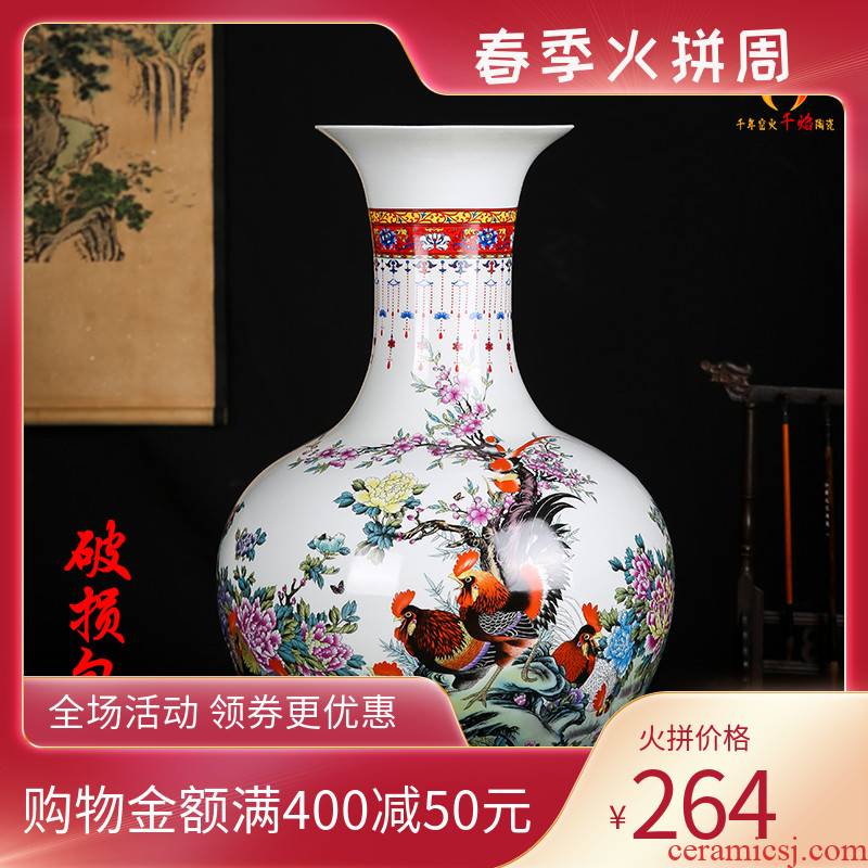 Jingdezhen ceramics seven male for cock TuShang bottles in the spring of the vase flower arranging Chinese style home furnishing articles sitting room