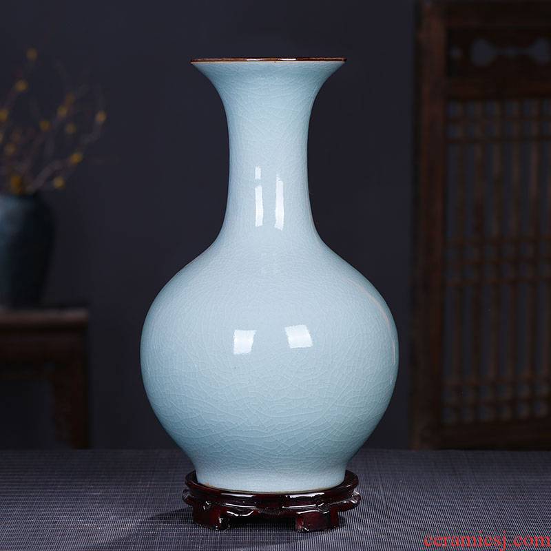 Jingdezhen ceramics antique vase shadow blue glaze up crack sitting room home decoration handicraft decoration furnishing articles