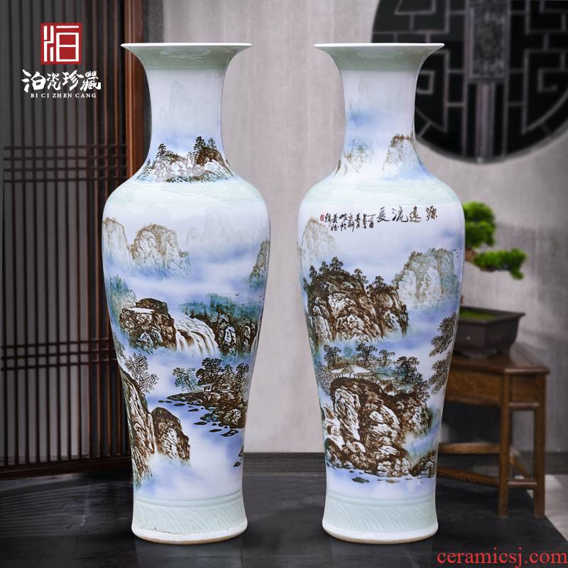Jingdezhen ceramics hand - made scenery of large vases, new Chinese style villa living room hotel opening decorative furnishing articles