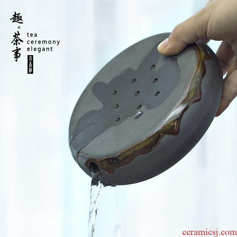 Babson d Japanese rust glaze circular coarse pottery pot bearing water dry mercifully zen household ceramic tea tea tray