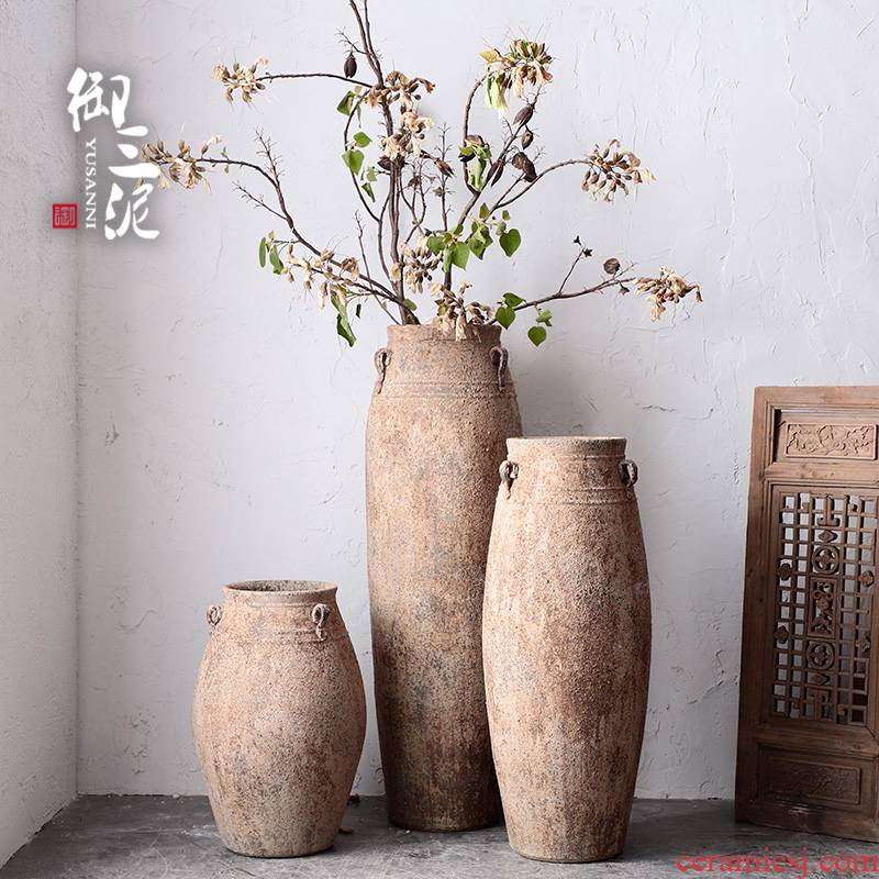 Literary coarse pottery Mediterranean French southeast wind restoring ancient ways, vases, pottery furnishing articles large flower implement flowerpot ornaments
