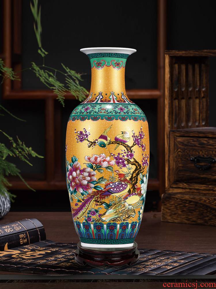 Archaize of jingdezhen ceramics colored enamel large vases, flower arrangement sitting room of Chinese style household adornment landing place