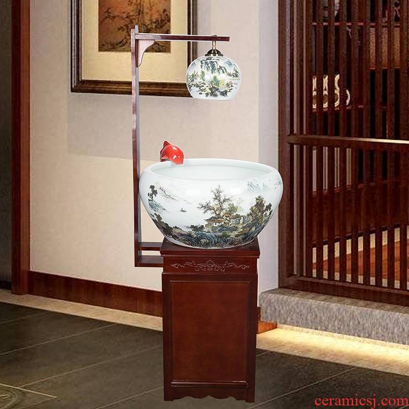 Chinese jingdezhen ceramics extra large aquarium fish basin cycle feng shui plutus goldfish bowl water fountain aquarium